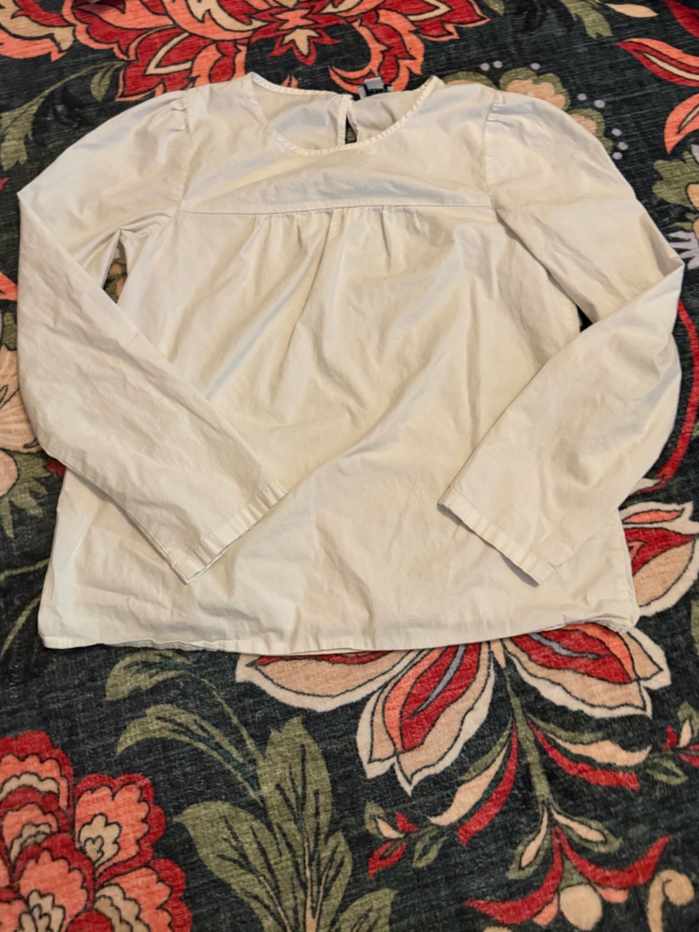 3/$25 🤍 J.Crew White Popover Long Sleeve Blouse XS - Picture 5 of 6